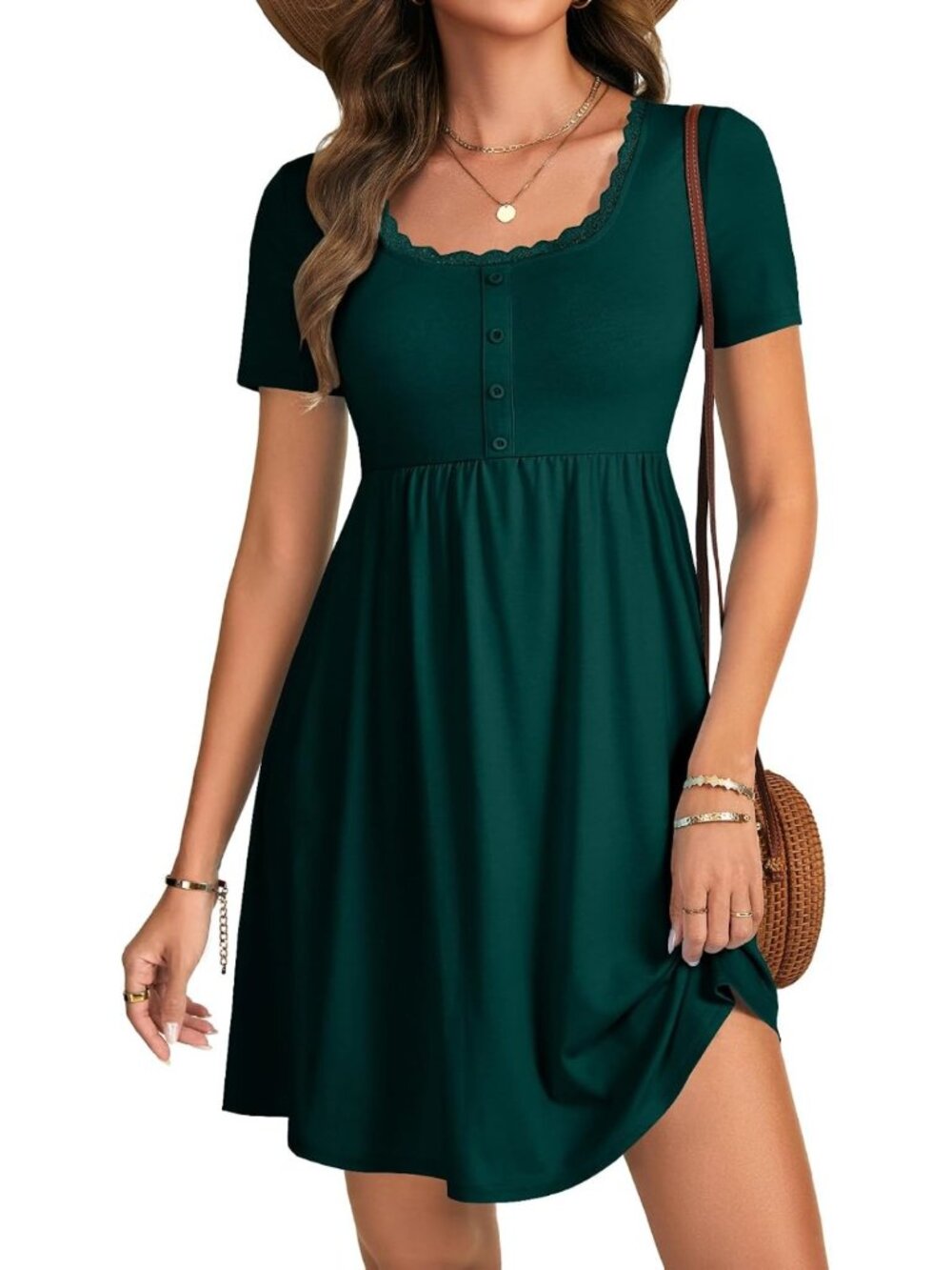 Lace Trim High Waist Mini Dress for Women - Flirty & Stylish Summer Fashion
